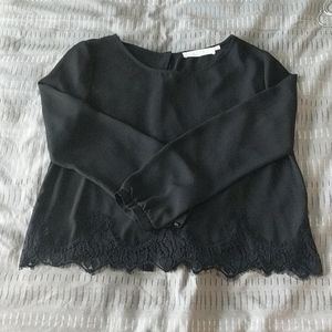 Like new black lace bottom crop top